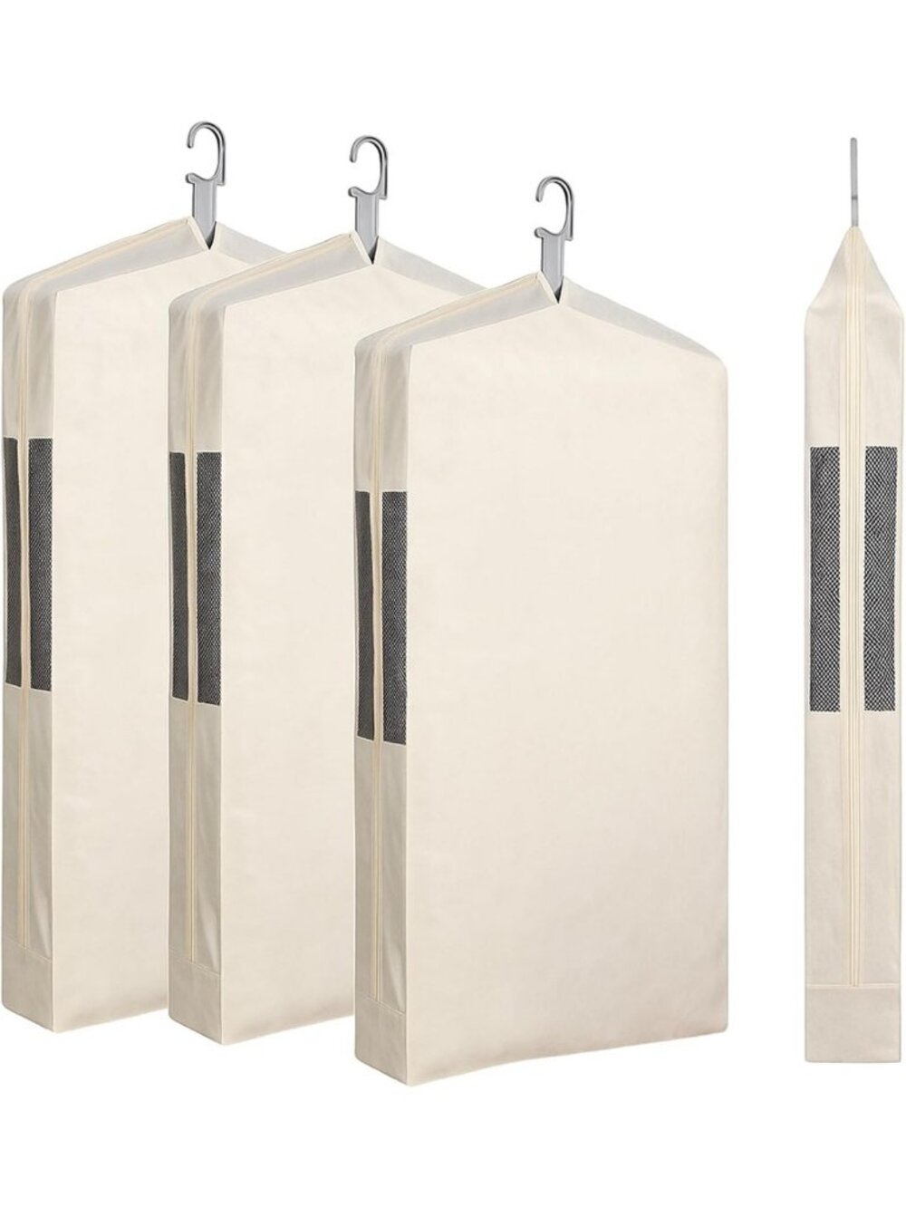 3 Pcs 24x61 In Pure Cotton Hanging Garment Storage Bags for Clothes Organization
